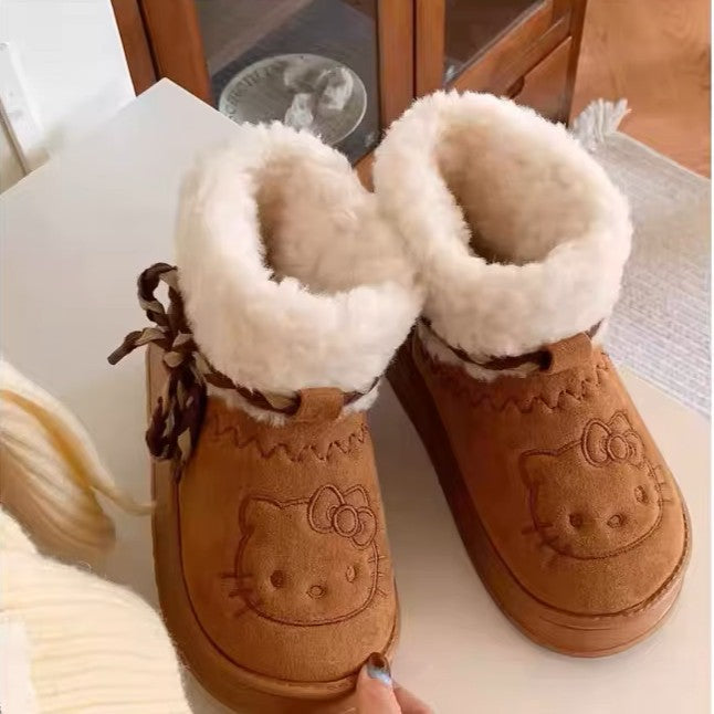 HelloKitty Fur Suede Boots