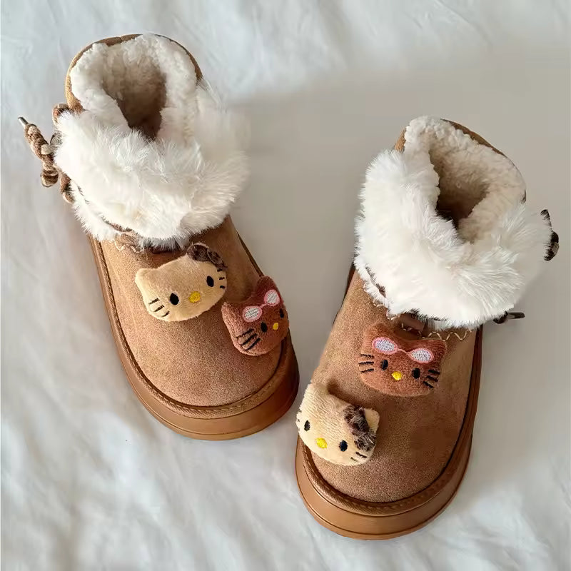 HelloKitty Fur Suede Boots
