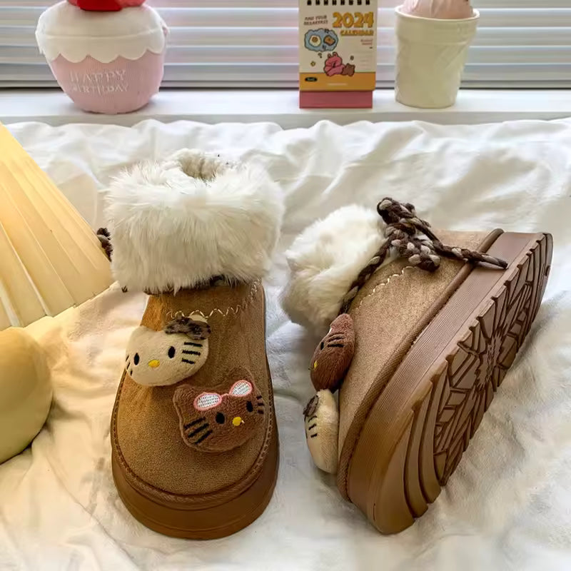 HelloKitty Fur Suede Boots